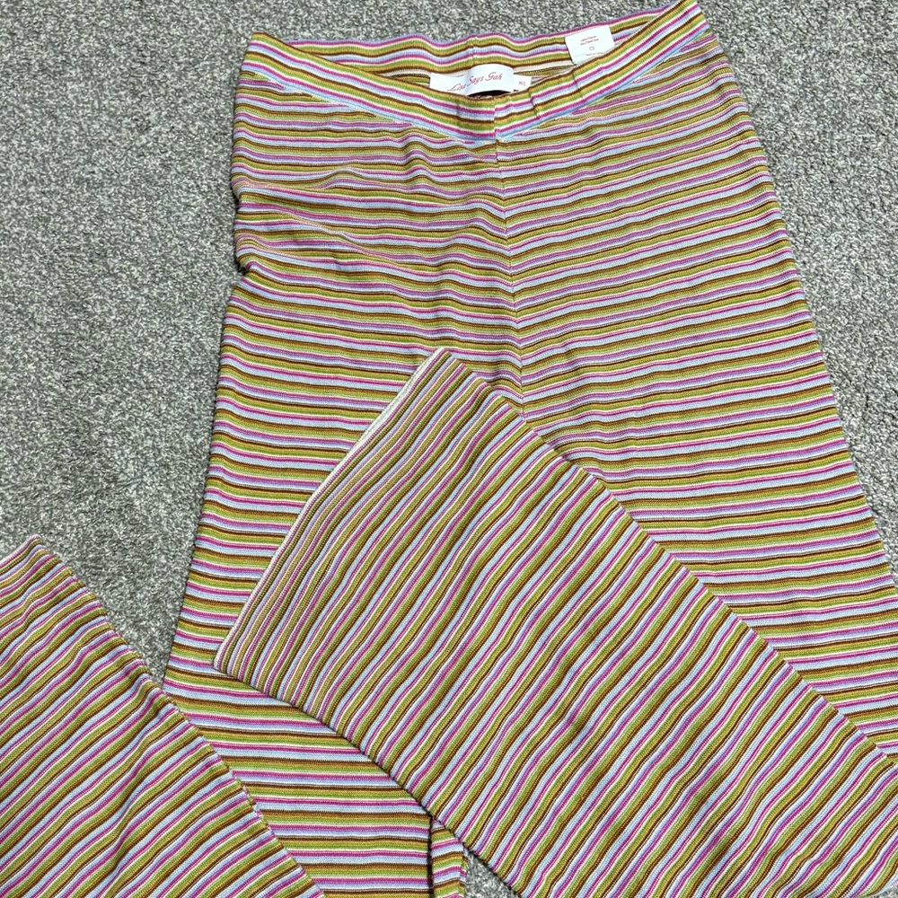 Lisa Says Gah Striped Pants - Pink, Green, Brown